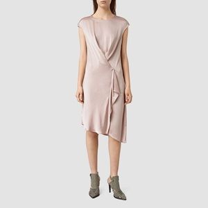 All Saints Satin Breeze Dress in Rose